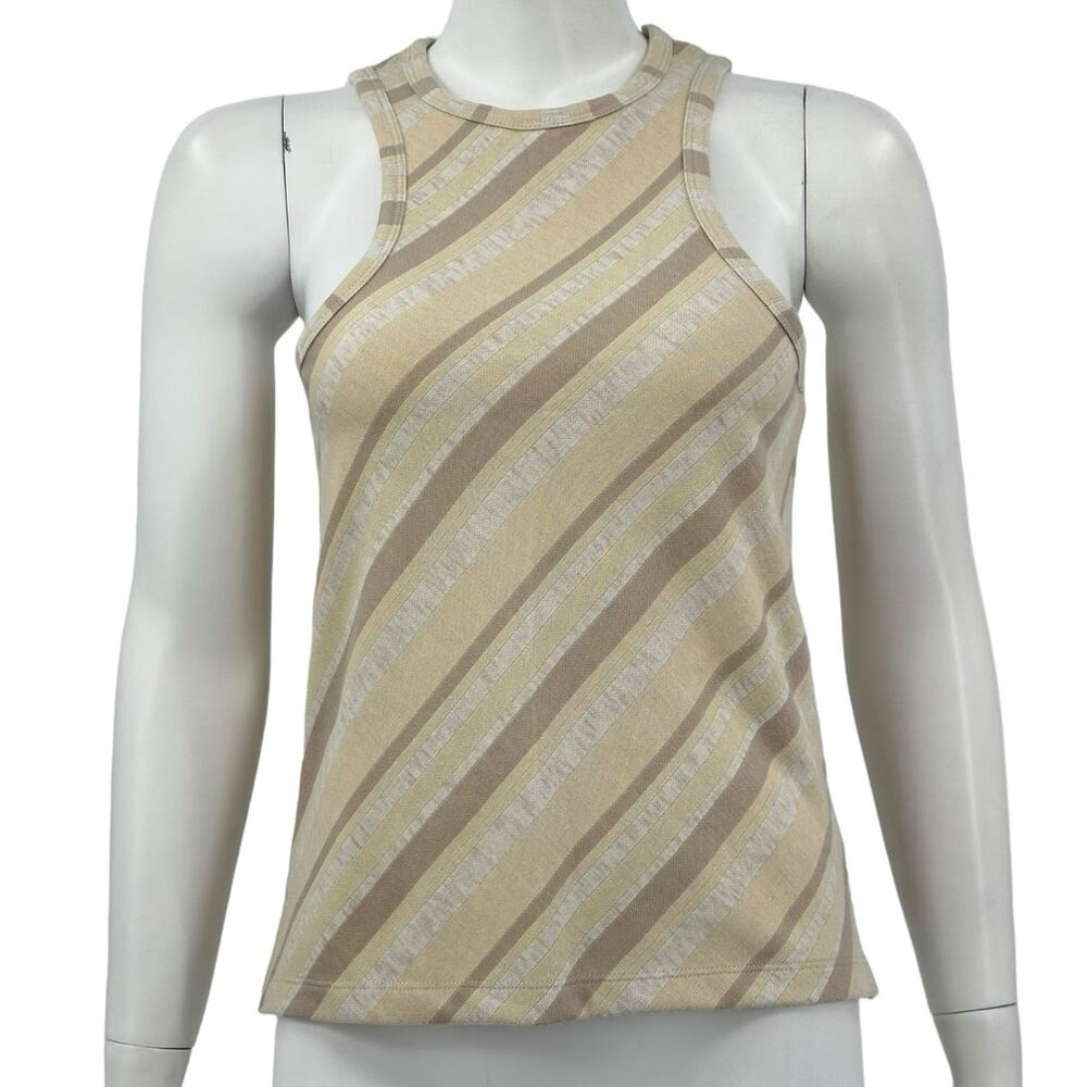 Free People Top Womens Small Sidelines‎ Tank Ivory Stripe Racerback Summer Beach